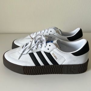 Adidas Sambarose Women’s 7.5 White and Black Shoes